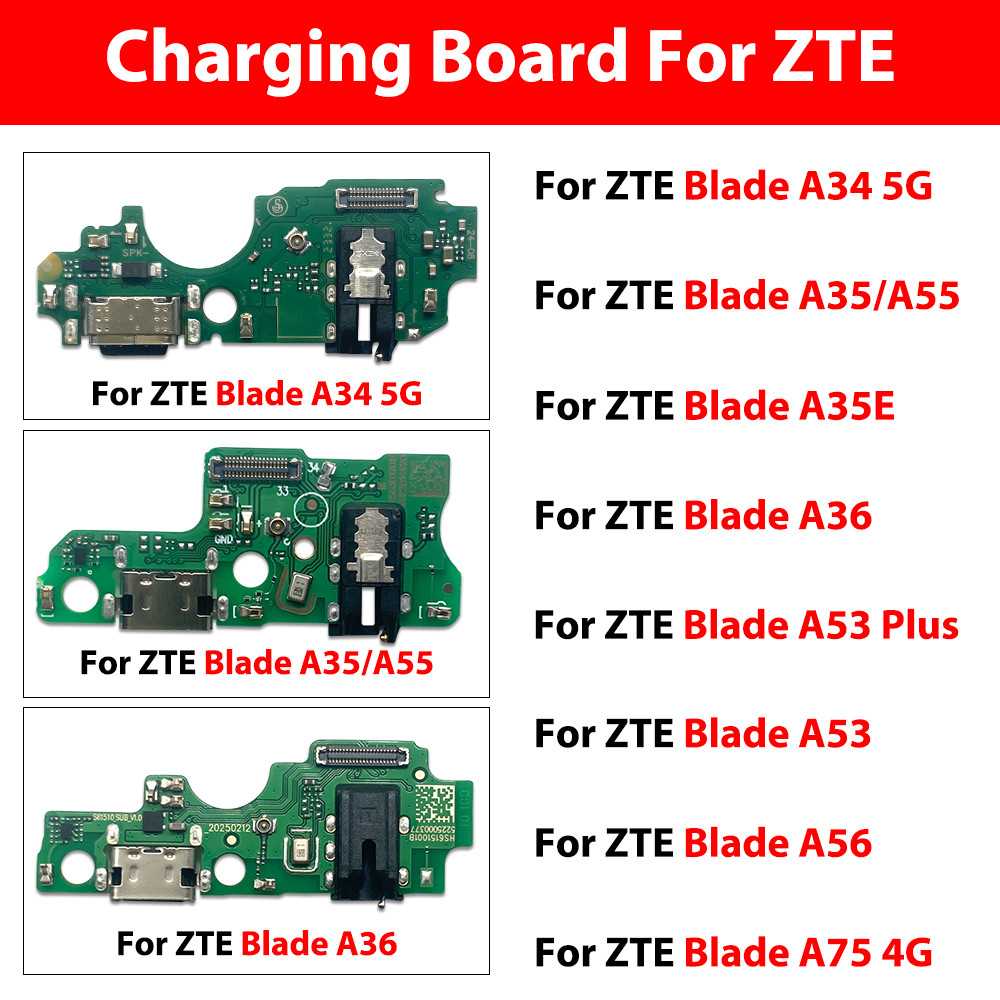USB ชาร์จพอร์ต Flex Cable อะไหล่สําหรับ ZTE Blade A34 A35 A35E A36 A53 Plus A55 A56 A75 4G 5G
