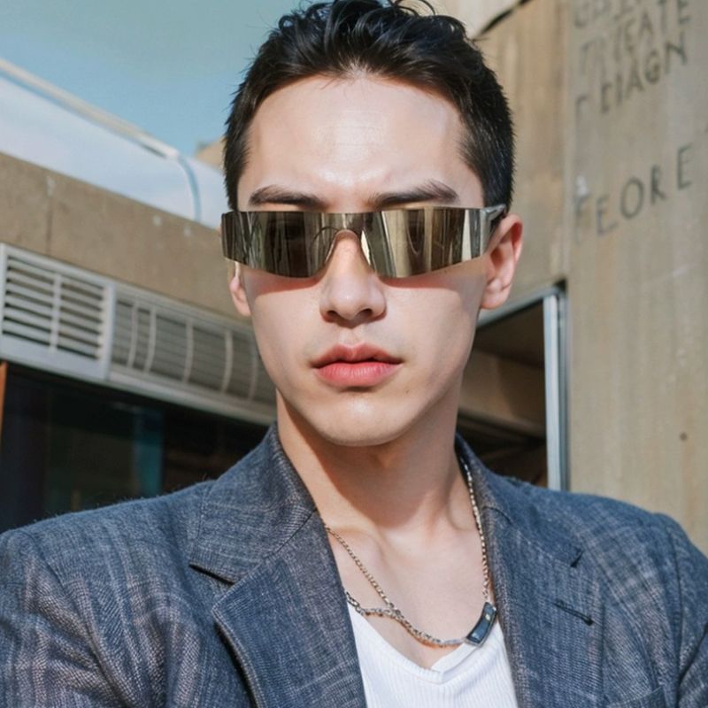 Y2K Millennium สไตล์แว่นตากันแดด Travel Photo ผู้ชายผู้หญิงแว่นตากันแดด cos Cyberpunk Future Technol