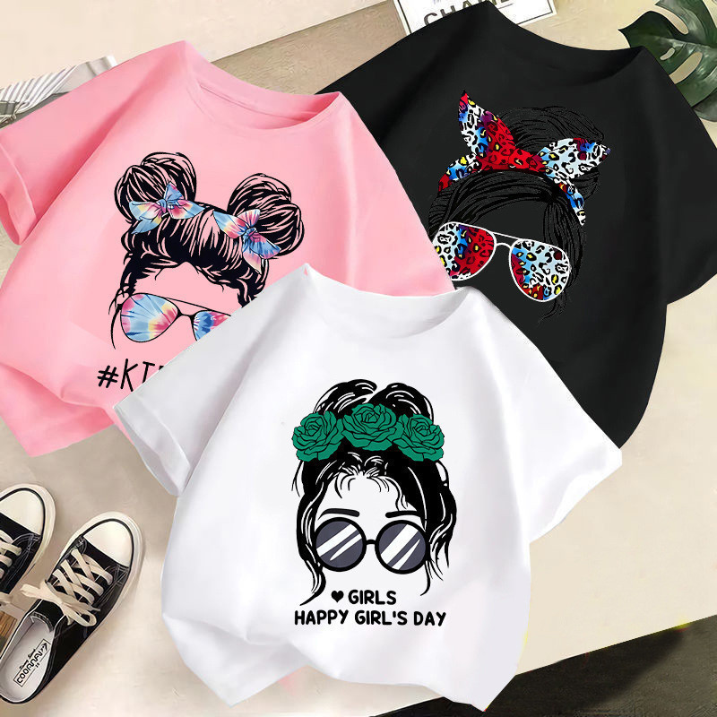 【จัดส่งภายใน 24 ชั่วโมง】 เสื้อยืดเด็ก / ลายเด็กผู้หญิงน่ารัก  ขนาดเหมาะสำหรับเด็กอายุ 1-12 ปี