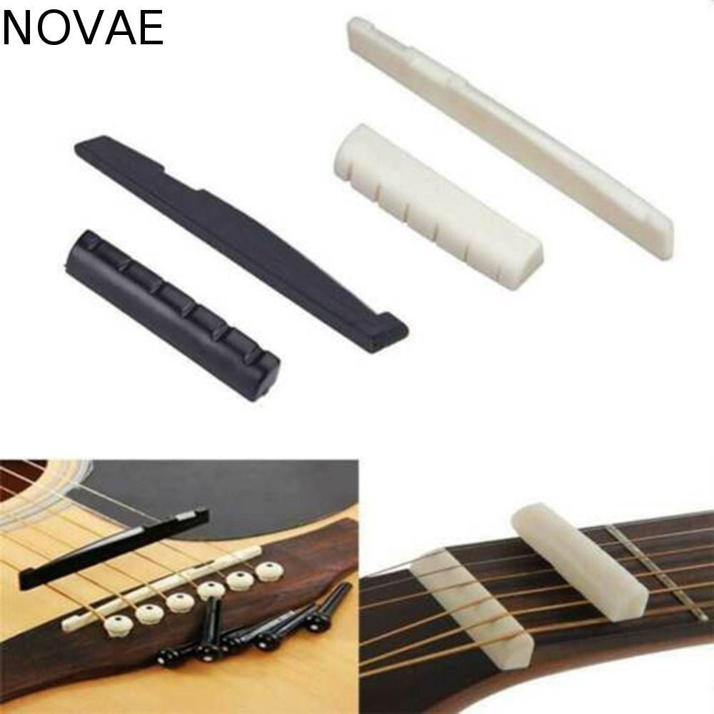 NOVAE กีตาร์สะพานอานเปลี่ยนกระดูกจริง 1 ชุดกีตาร์อานกีตาร์ Nut 6 String Bridge Pins Stringed เครื่องมือ Lower String หมอน