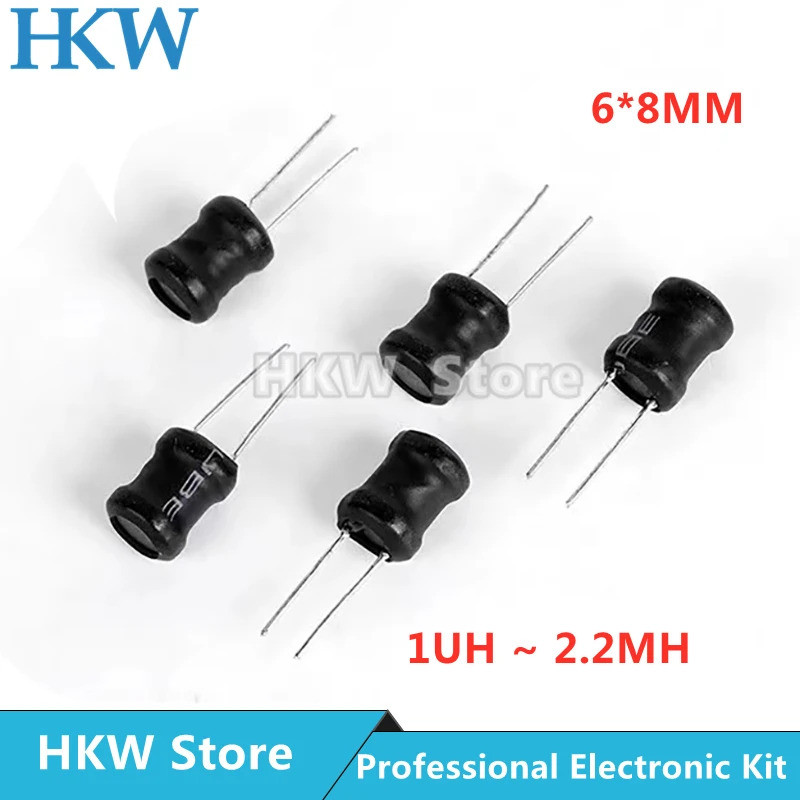 20pcs DIP Power Inductor Coil 6*8 มม.2.2UH 4.7UH 10uH 22uH 100uH 150uh 220uH 330uH 470uH 1MH 2.2MH 4