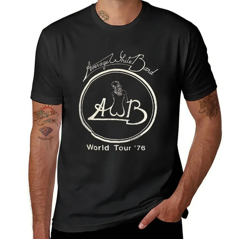 เสื้อยืด 1976 Average White, เสื้อยืด 1976 Average White Band, เสื้อท็อปฤดูร้อน, เสื้อยืดแขนสั้น, เส
