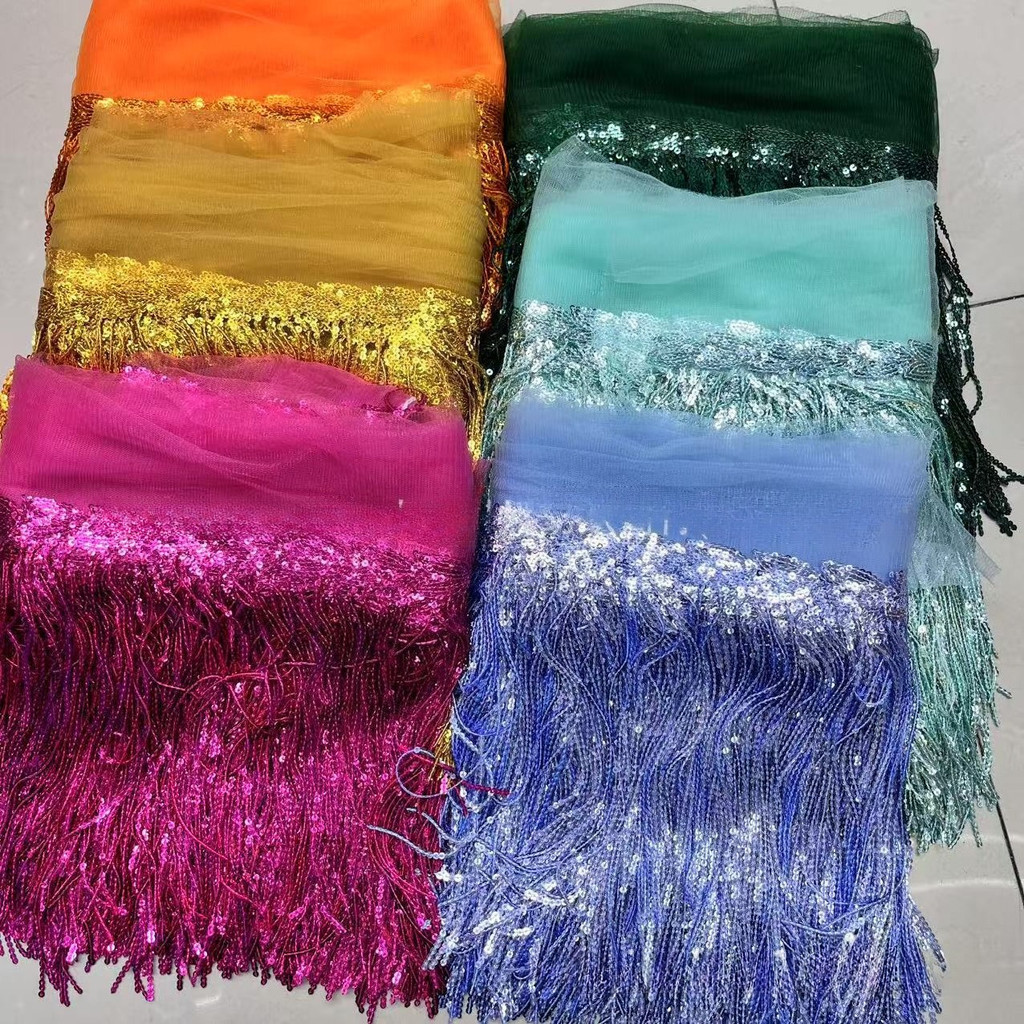 1Yard เลื่อม Fringe ลูกไม้พู่ Trim อุปกรณ์เครื่องแต่งกายละตินสําหรับเย็บผ้า,ตกแต่งบ้าน