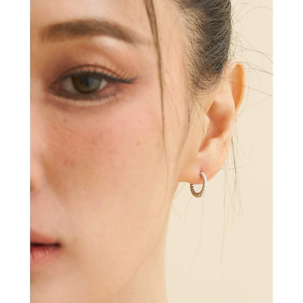 Adornment Club - Twisted hoop earrings (gold/silver) ต่างหู ทอง เงิน l nickel free, waterproof แพ้ง่ายใส่ได้