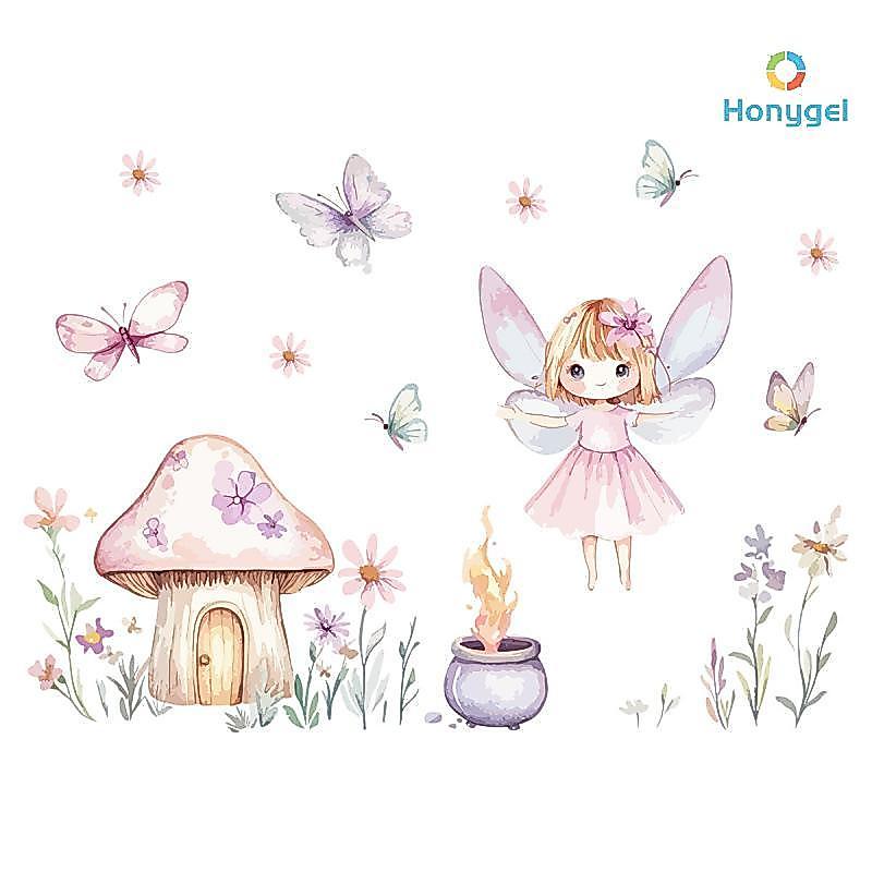 {Honyge1} น่ารัก Fairy Reading Wall Stier สําหรับเด็กทารก Nursary Room Kids Room Baground Childrens 