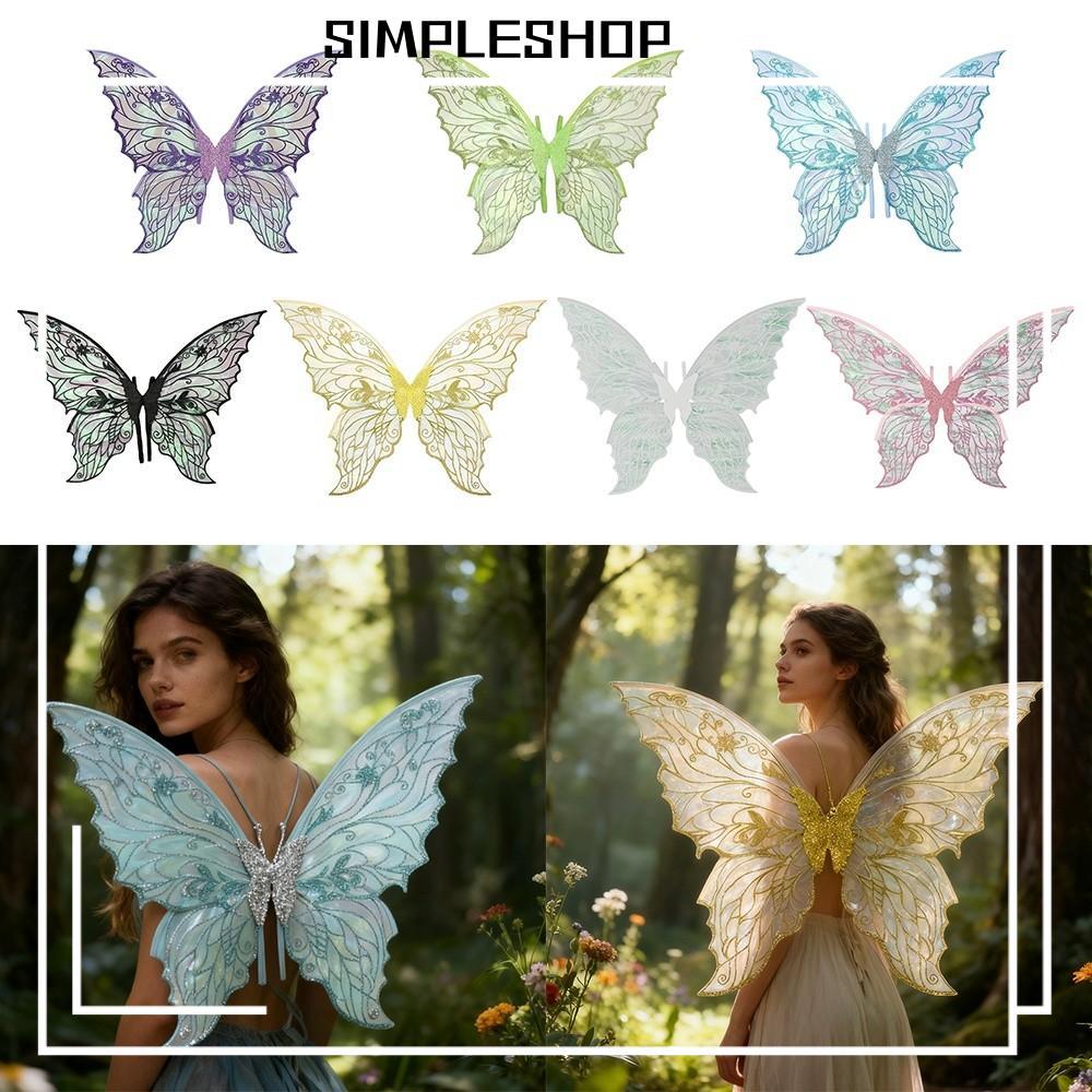 SIMPLESHOP Angel Wings, Princess Angel Wing Sparkling Fairy Wings, Cute Organza Dress UP Cicada Wing