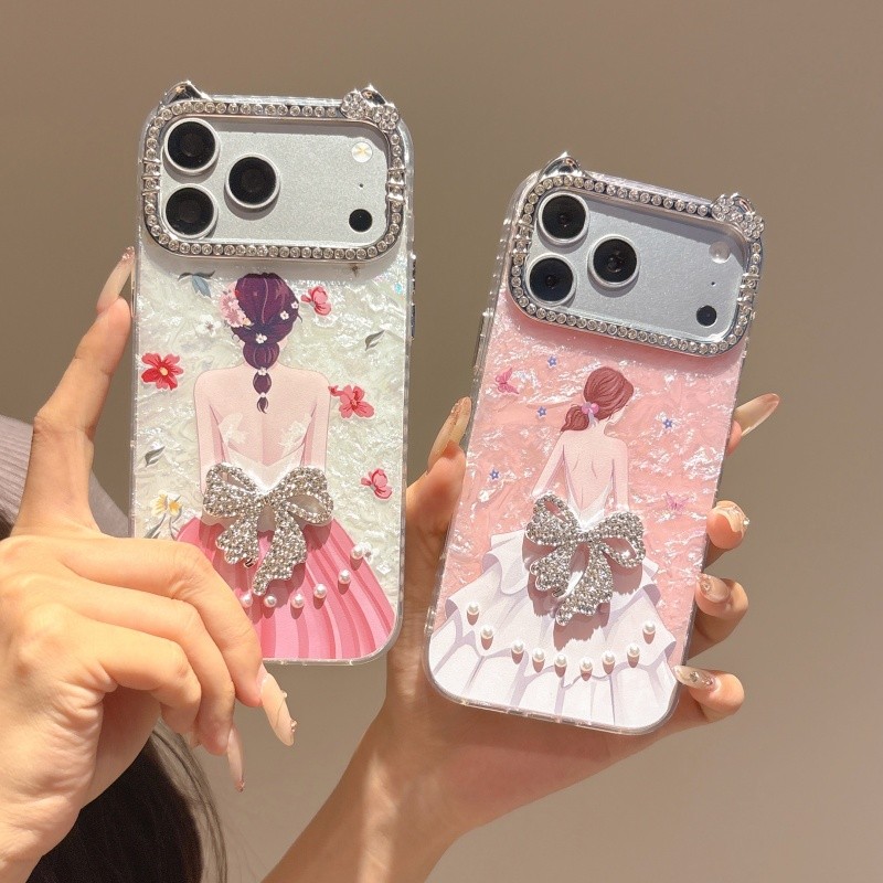 สาวสวย เคสไอโฟน 17 pro max 16 pro max 14 pro max 13 pro max 15 pro max เคส iphone 13 12 pro max 11 16 17 14 15 12 case เคสไอโฟน 16 pro 17 pro 16 plus 15 pro 14 pro 13 pro 12 pro 14 plus 15 plus เคสโทรศัพท์ กันกระแทก Rhinestone เพิร์ล