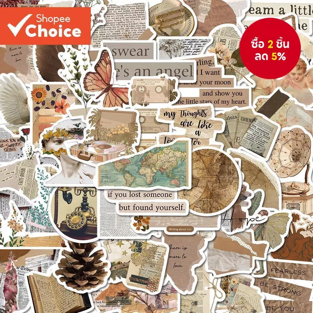 Retro Art สติกเกอร์ความงาม 52PCS สติกเกอร์น่ารักสติกเกอร์กันน้ําโทรศัพท์แล็ปท็อปสําหรับโรงเรียนส่วนบุคคล