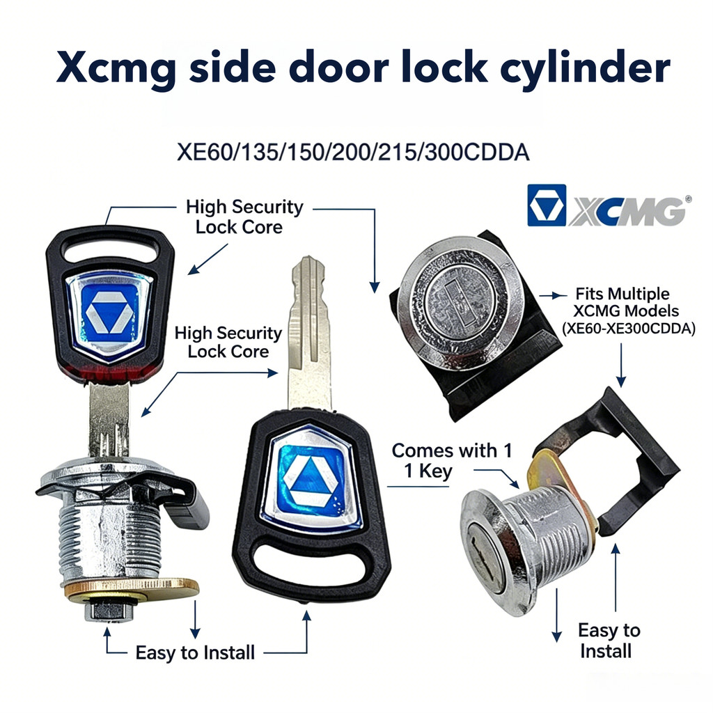 ลูกบิดประตูข้างรถขุด XCMG มี1กุญแจ XE60 XE135 XE150 XE200 XE215 XE300CDDA XCMG Excavator ด้านข้างประ