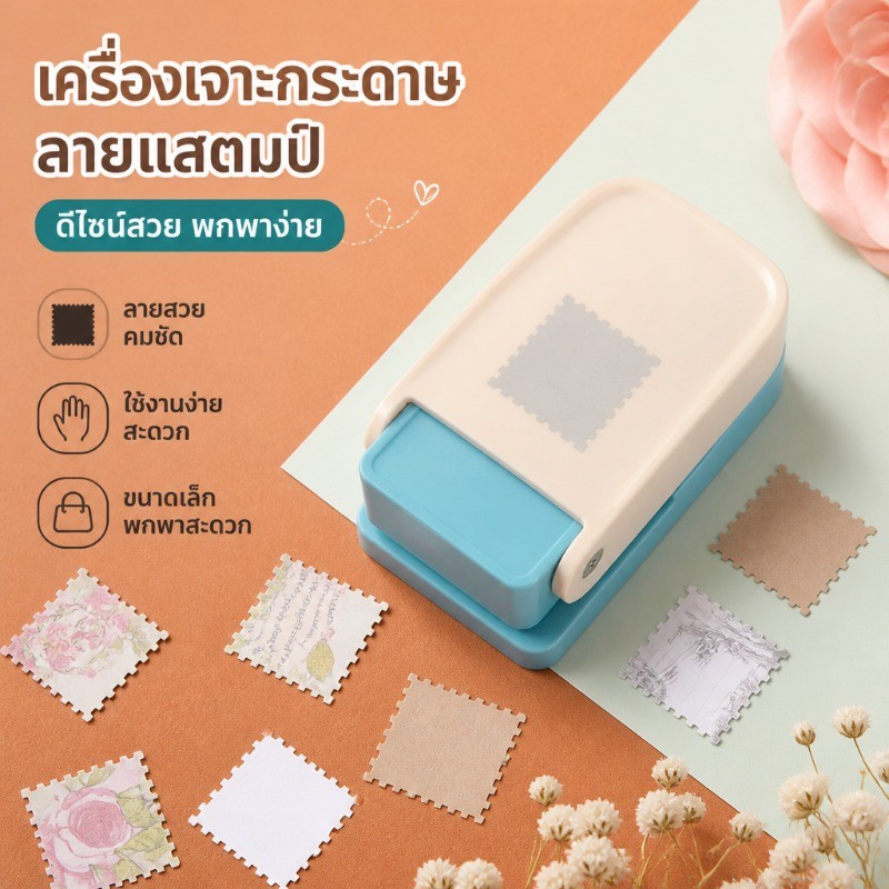 ปั๊มแสตมป์ DIY ทนทานใช้งานง่ายปลอดภัย เครื่องเจาะรูสี่เหลี่ยมจัตุรัส ประทับลายคมชัด ทำเครื่องประดับและการ์ดอวยพร