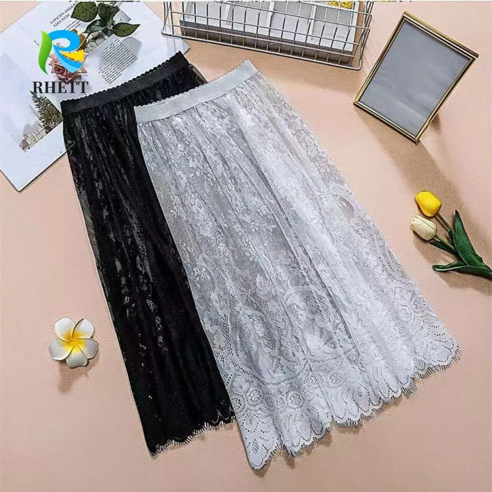 RHOTT ลูกไม้กระโปรงสลิป, ดอกไม้ 75 ซม.กระโปรงความปลอดภัย Petticoat, แฟชั่น Hight เอว Cheongsam Anti-glare ตาข่ายกระโปรง SLIP ชุดหญิง