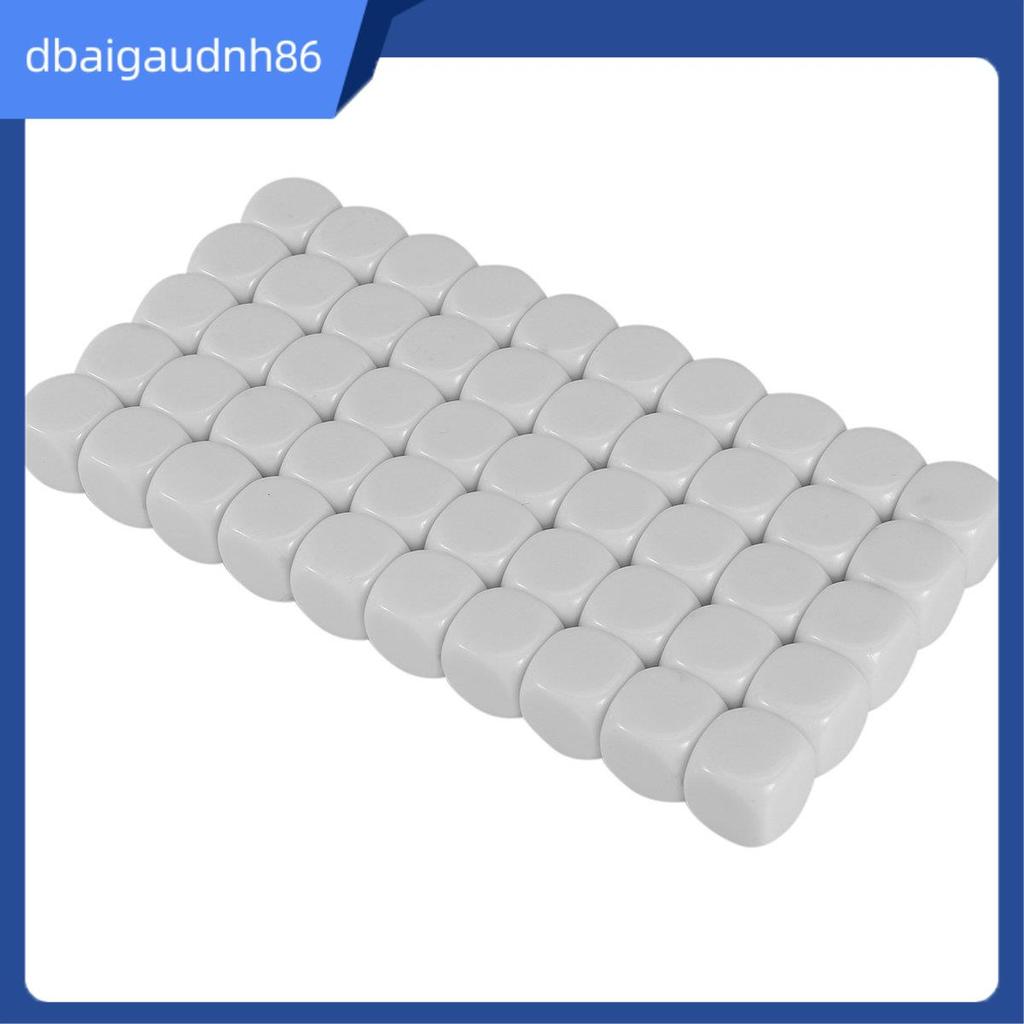 READY STOCK50 Pack 16MM Blank White Dice Set อะคริลิคโค้งมน D6 ก้อนลูกเต๋าสําหรับเกม,ปาร์ตี้,สนุก,สต