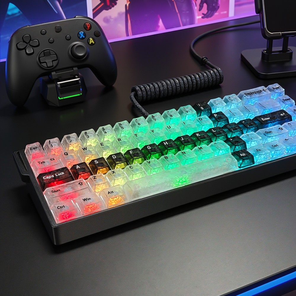 คาร์บอนไฟเบอร์เนื้อดาบโปร่งใส PC Keycaps โปรไฟล์เชอร์รี่ Keycap สําหรับคีย์บอร์ดเครื่องกล