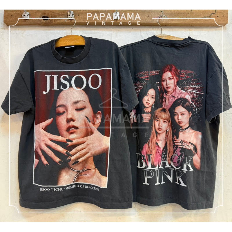 JISOO BLACKPINK Bio Washed เสื้อวินเทจ เสื้อทัวร์ KPOP papamama vintage shirt