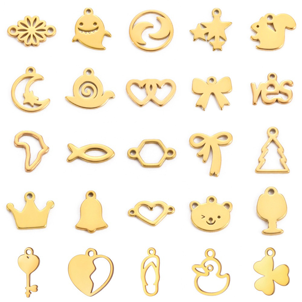 MYSHAPE 5 ชิ้นสแตนเลส Moon Tiny Charms สําหรับเครื่องประดับทําสร้อยคอสร้อยข้อมือต่างหู DIY จี้อุปกรณ์เสริมขายส่ง