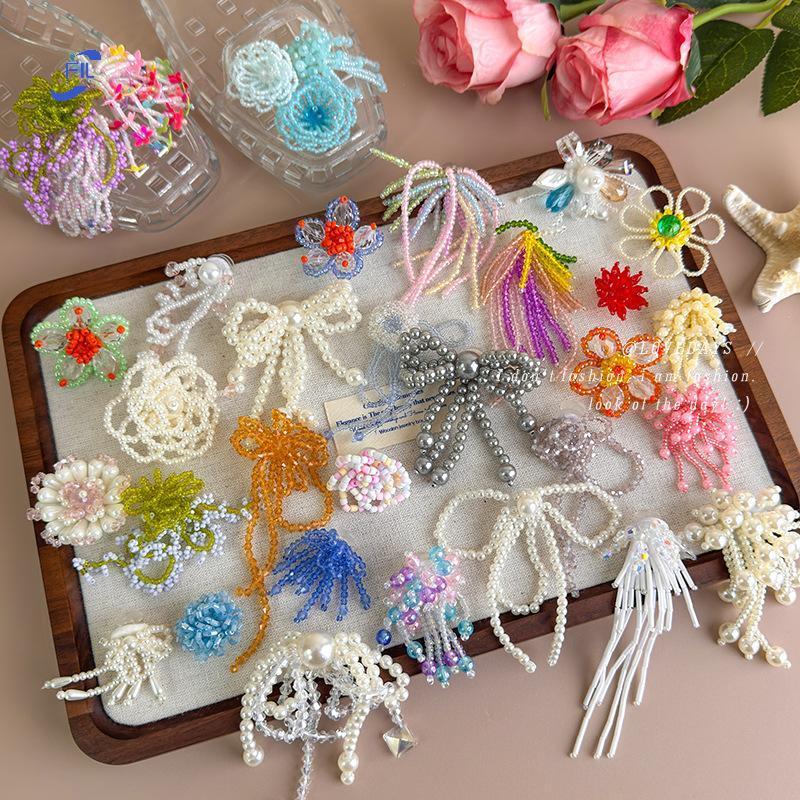 FIL ที่ไม่ซ้ํากัน DIY เสน่ห์ดอกไม้ลูกปัดเกาหลีสําหรับรองเท้าเยลลี่ใสคริสตัล