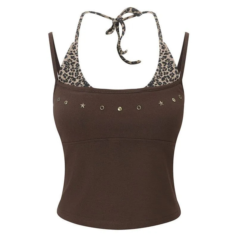 Tops Women Leopard Y2k Niche Print New Slim