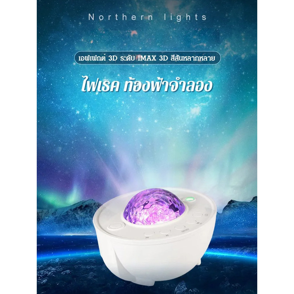 【โปรเจคแสงสวยงาม】โคมไฟกลางคืน  ควบคุมเสียง โปรเจคแสงเหนือขั้วดาว เครื่องฉาย/แสงเหนือ/โคมไฟตกแต่ง
