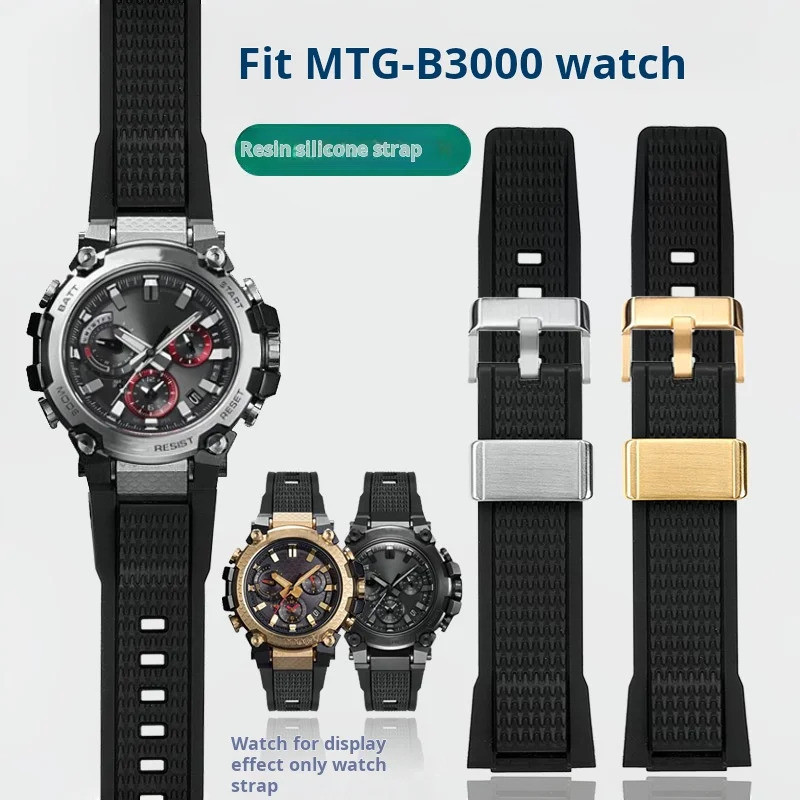 FOr Casio G-SHOCK MTG-B3000B/BD เรซิ่นซิลิโคนสายคล้อง MTG B3000 กีฬาสายนาฬิกาผู้ชายสร้อยข้อมือสแตนเล