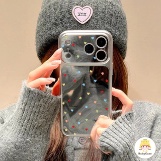 เคสโทรศัพท์กระจกสีรูปหัวใจ เคสไอโฟน17 เหมาะสำหรับIPhone X XS Max17 16 11 13 XR 14 12 ProMAX 14 Plus