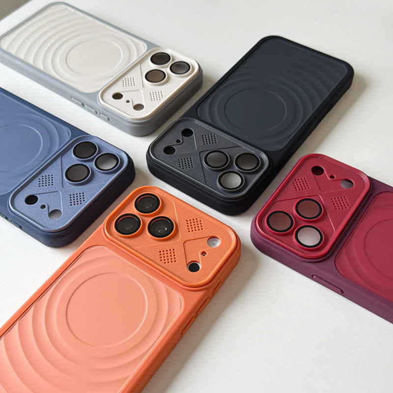 รูปแบบคลื่นชาร์จแม่เหล็กเคสโทรศัพท์พร้อมตัวป้องกันเลนส์รวมทุกอย่างสําหรับ ไอโฟน 11 12 13 14 15 16 17 มือโปร สูงสุด กันกระแทก