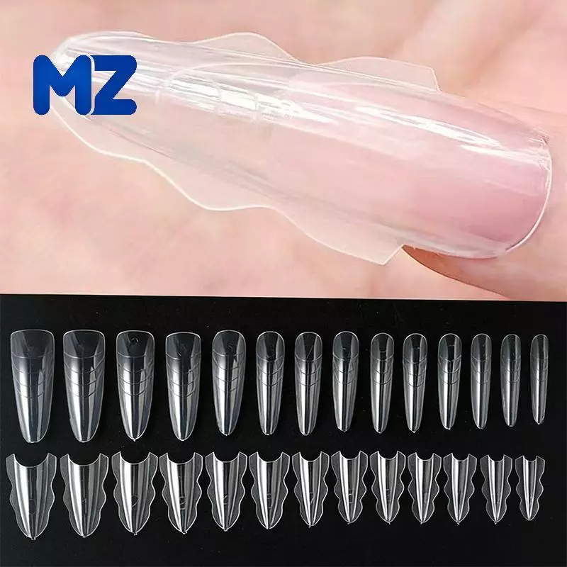 [MZ] 60PCS แซนวิชโลงศพ Dual รูปแบบแม่พิมพ์ต่อเล็บ 15 ขนาดเคล็ดลับเล็บแบบใช้ซ้ําได้สําหรับ Home และ Salon DIY เล็บ