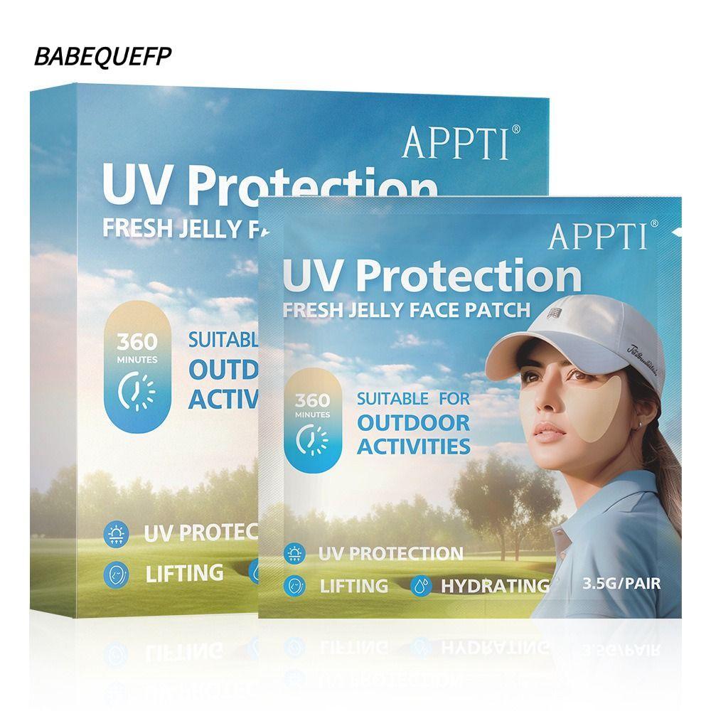 BABEQUEFP 5 คู่/กล่อง UV Face Patch, Fresh Jelly Moisturing Sun Patch, Sunblock Gel Golf Sun Protection สติกเกอร์ Eye กิจกรรมกลางแจ้ง