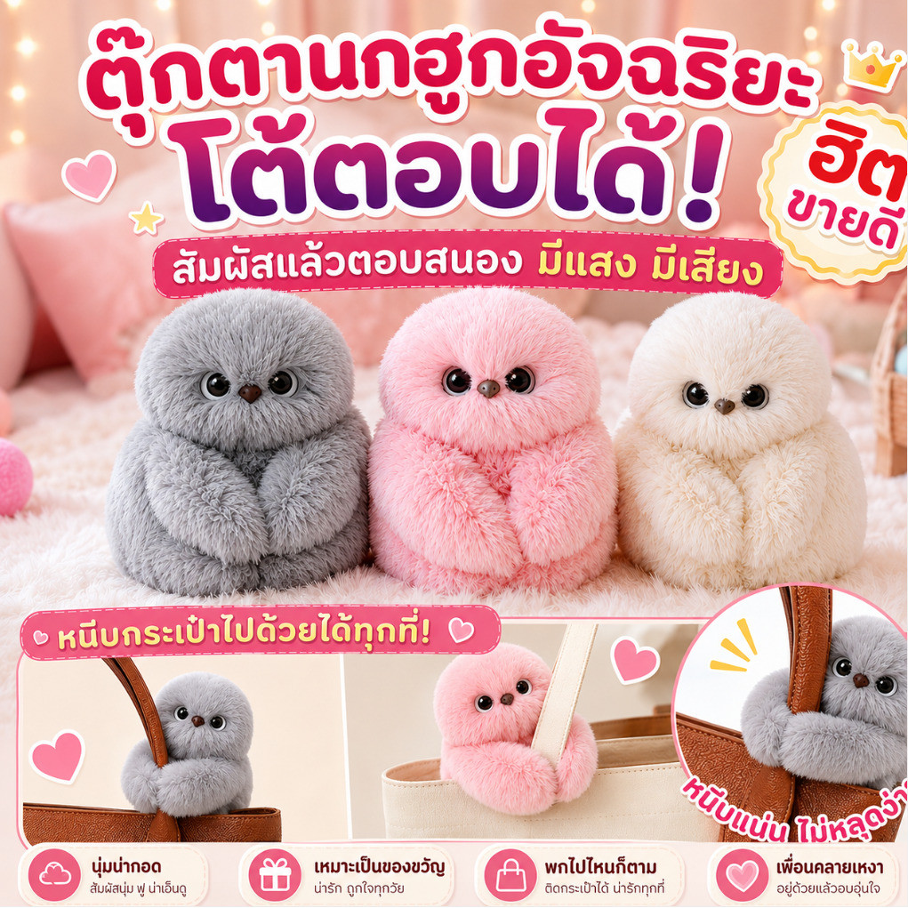 ✨ความสนุกแบบโต้ตอบ✨ ตุ๊กตานกฮูกอัจฉริยะ / ตุ๊กตาสัตว์เลี้ยงอัจฉริยะ / สัตว์เลี้ยงตุ๊กตา / โต้ตอบและตอบสนองต่อการสัมผัส พร้อมแสงและเสียง เหมาะสำหรับเพื่อนและครอบครัว