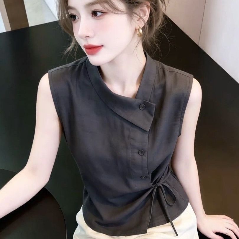 เสื้อแขนกุดสไตล์ฝรั่งเศสหรูหราระดับไฮเอนด์สลิมฟิตเฉพาะลําล รูปที่ 4