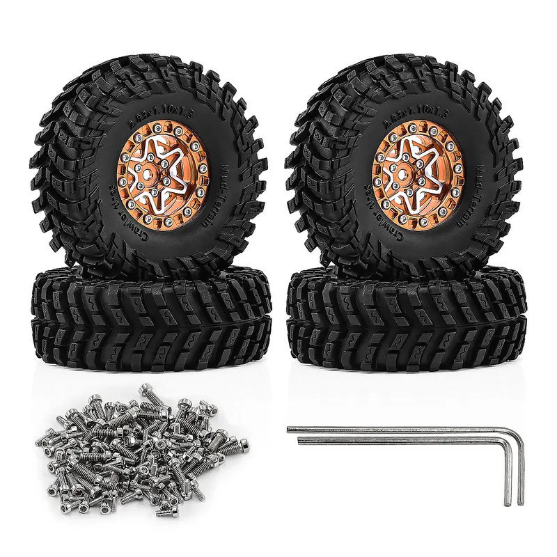 4PCS 72mm 7mm Hex 1.3 "ใหม่อลูมิเนียมล้อและยางสําหรับ 1/18 Traxxas TRX4M 1/24 Axial SCX24 AX24 FCX24M Aixal FMS Ascent-18