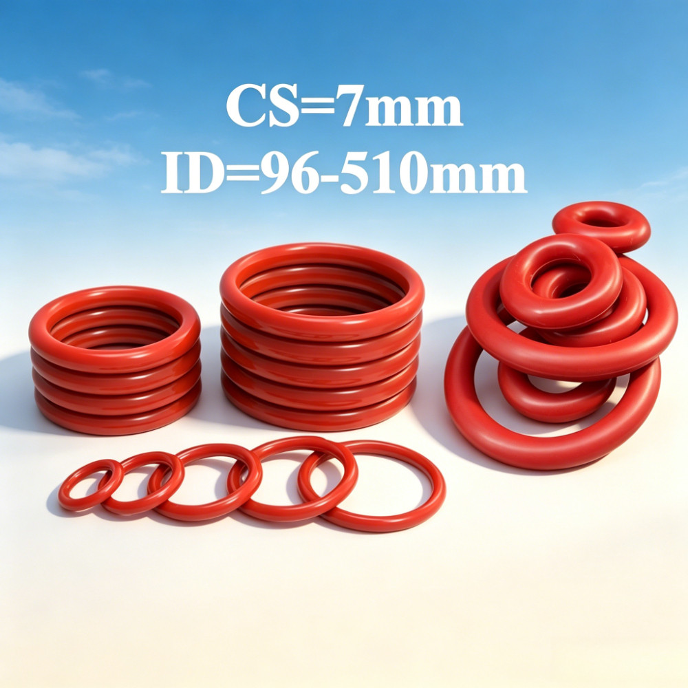 (KZS)แหวนซีลโอริงซิลิโคนสีแดง CS7 มม.* ID96-510 มม.ซีลกันน้ําสําหรับอุตสาหกรรมและใช้ในบ้าน