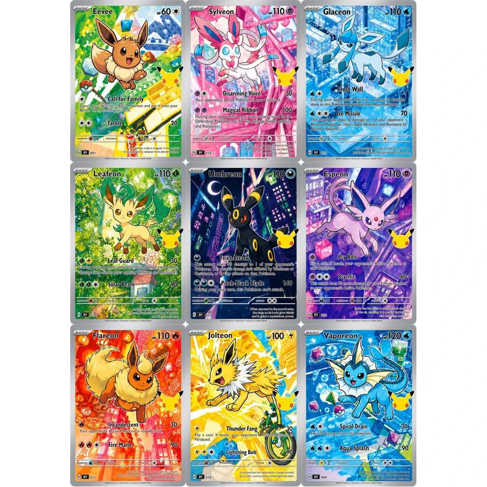 Pokemon DIY PTCG คอลเลกชันการ์ด Umbreon Vaporeon Sylveon Espeon EN Self Made การ์ดเดี่ยวคลาสสิกเกมอะนิเมะการ์ดของเล่น