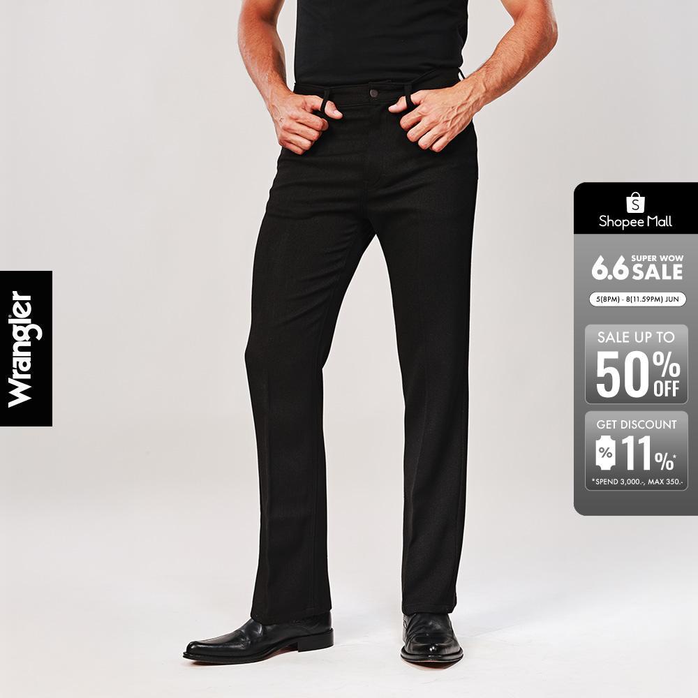 WRANGLER กางเกงขายาวผู้ชาย คอลเลคชั่น Wrangler Legends เอวสูง ทรงตรง-ขาม้า รุ่น WRS126MWRCN05 สีดำ