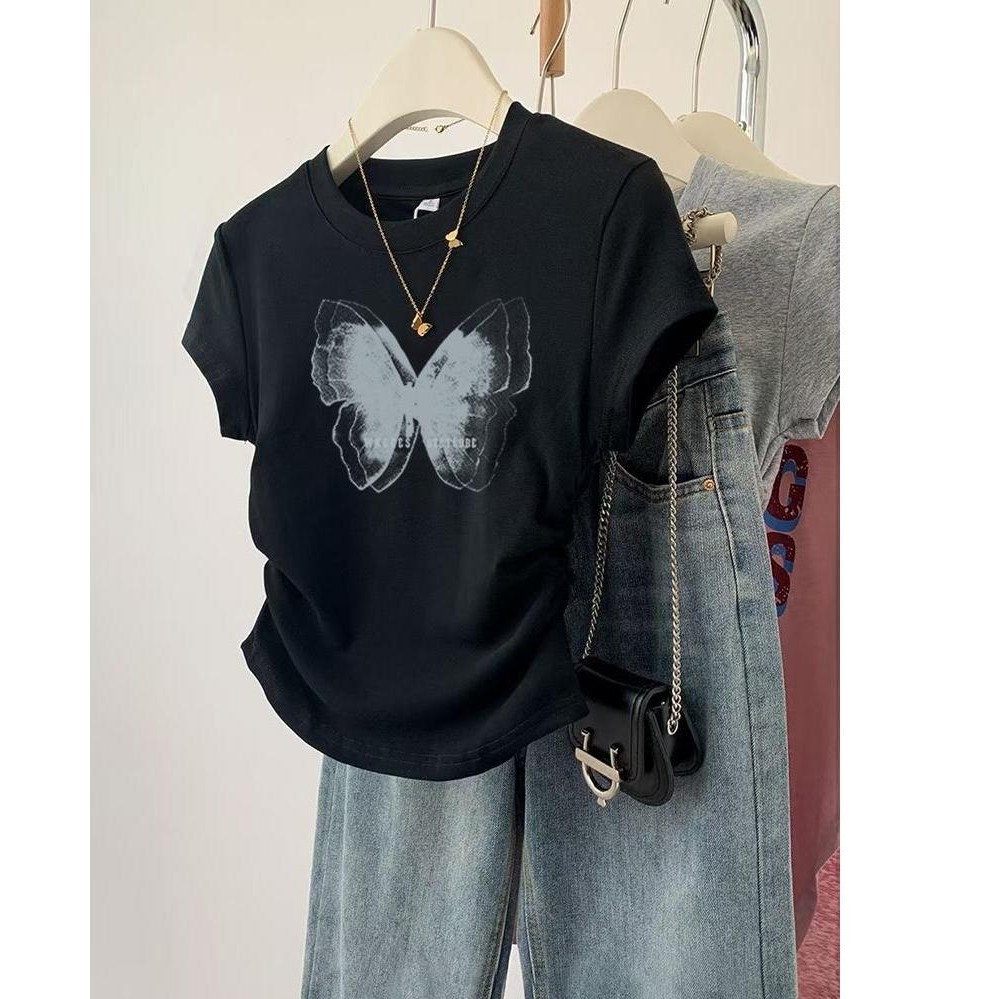 M-4XL มีหลายไซซ์ให้เลือกเสื้อยืดครอป เสื้อผ้าแฟชั่นสวยๆ เสื้อยืดสวยๆผู้หญิง เสื้อครอปเข้ารูป เสื้อสาวอวบ คุณผู้หญิง