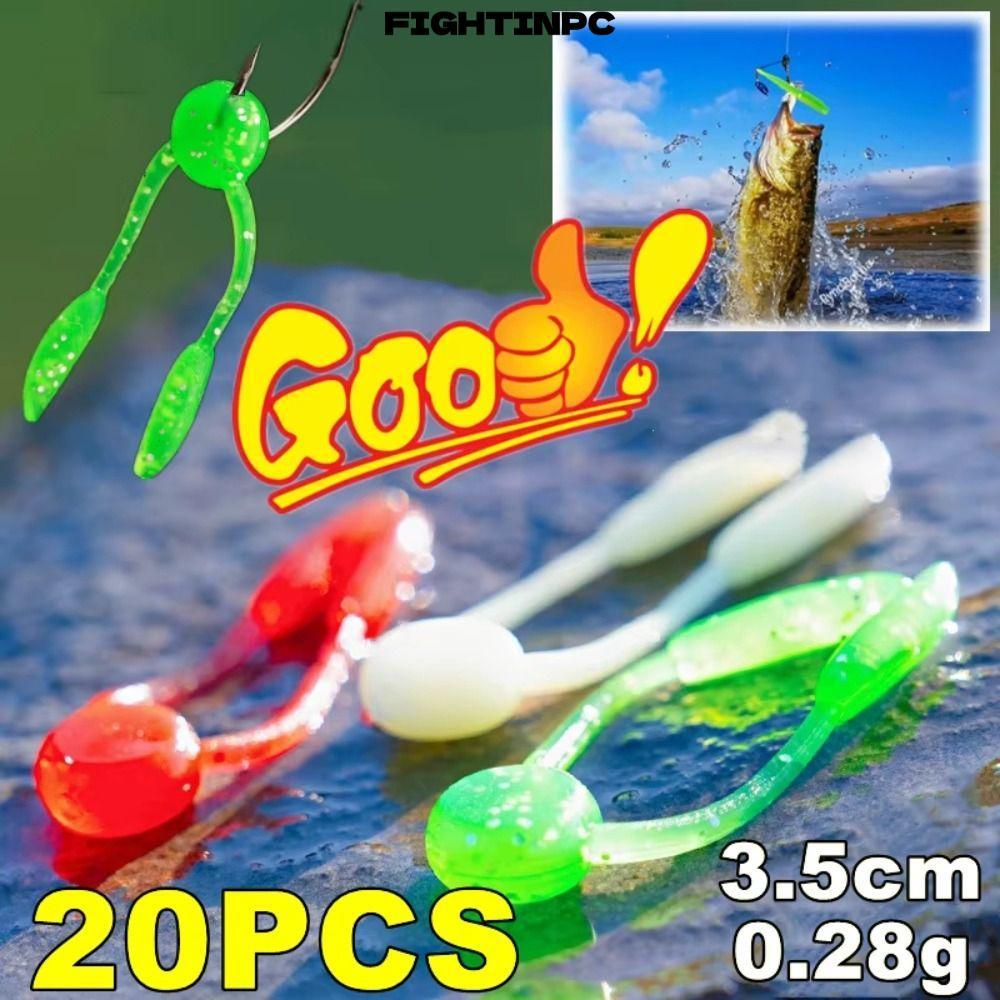 FIGHTINPC 20PCS Fishing Soft Lures, TPE 3.5 ซม.ตกปลา Jig Lure, Fishing Tackle Professional หลากสีเหยื่อปลอมกลางแจ้ง