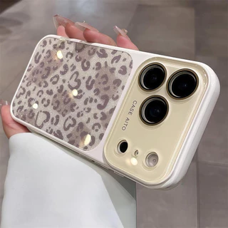 ใหม่สไตล์Glitter Leopardซิลิโคนขนาดใหญ่หน้าต่างเคสโทรศัพท์สําหรับiPhone 17 16 15 14 13 12 Pro Max | ซิลิโคนปกอ่อน + TPU กันกระแทก
