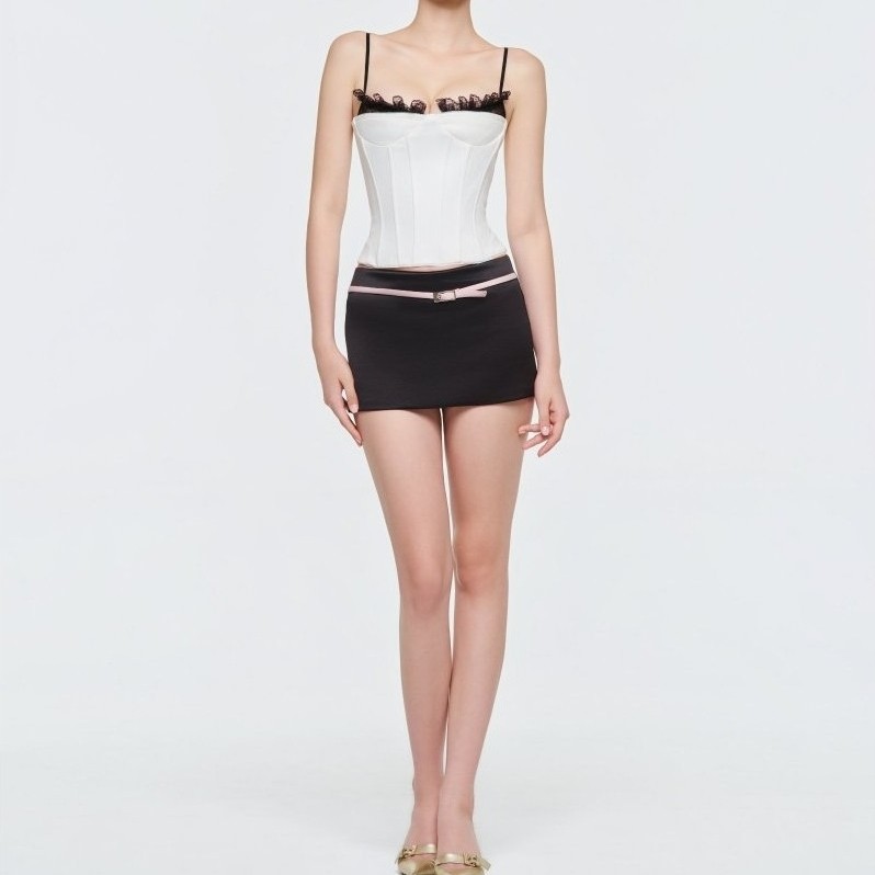 รัดตัวลูกไม้ - กระโปรงมินิเข็มขัด - New Charm Emini Store