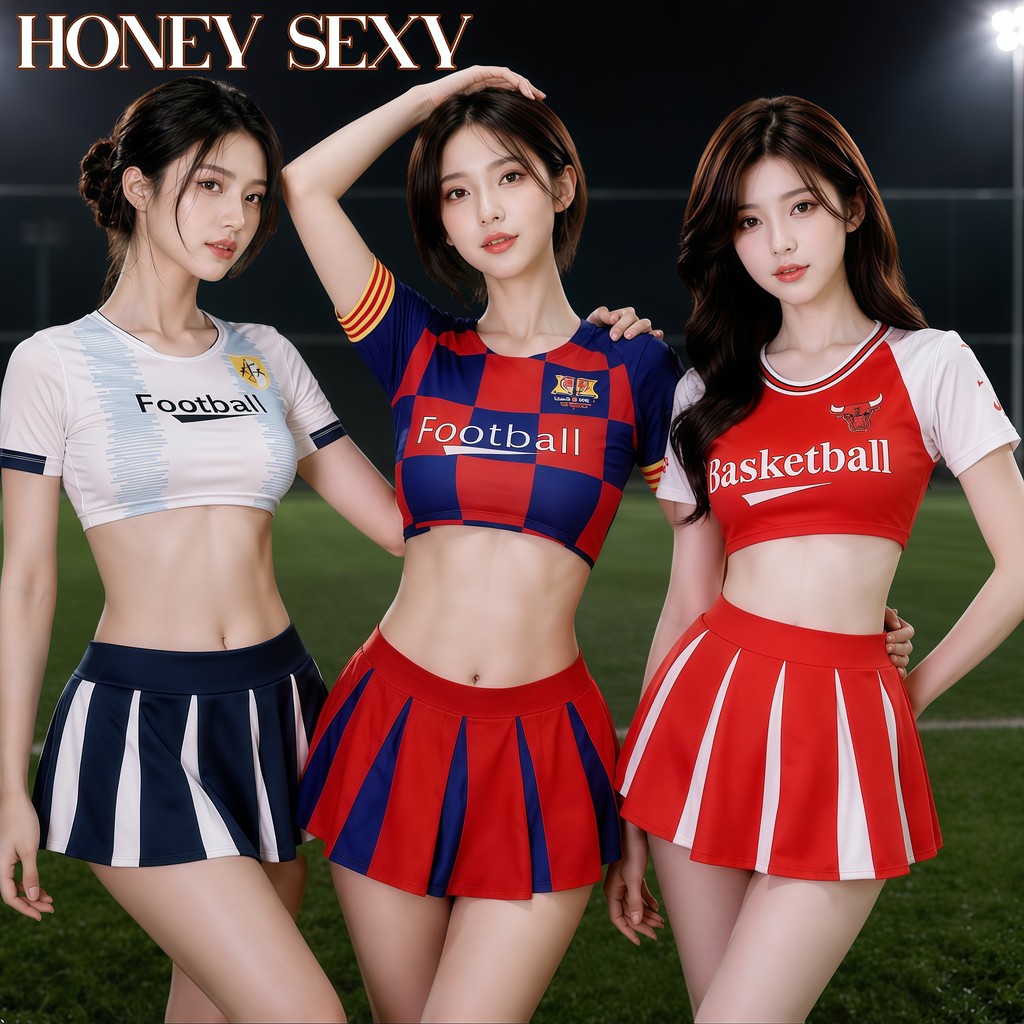 HONEY SEXY ชุดคอสเพลย์ ชุดทีมเชียร์ลีดเดอร์ ชุดฟุตบอล 🧨 เสื้อเอวลายรัดรูป กระโปรงยืด H-149