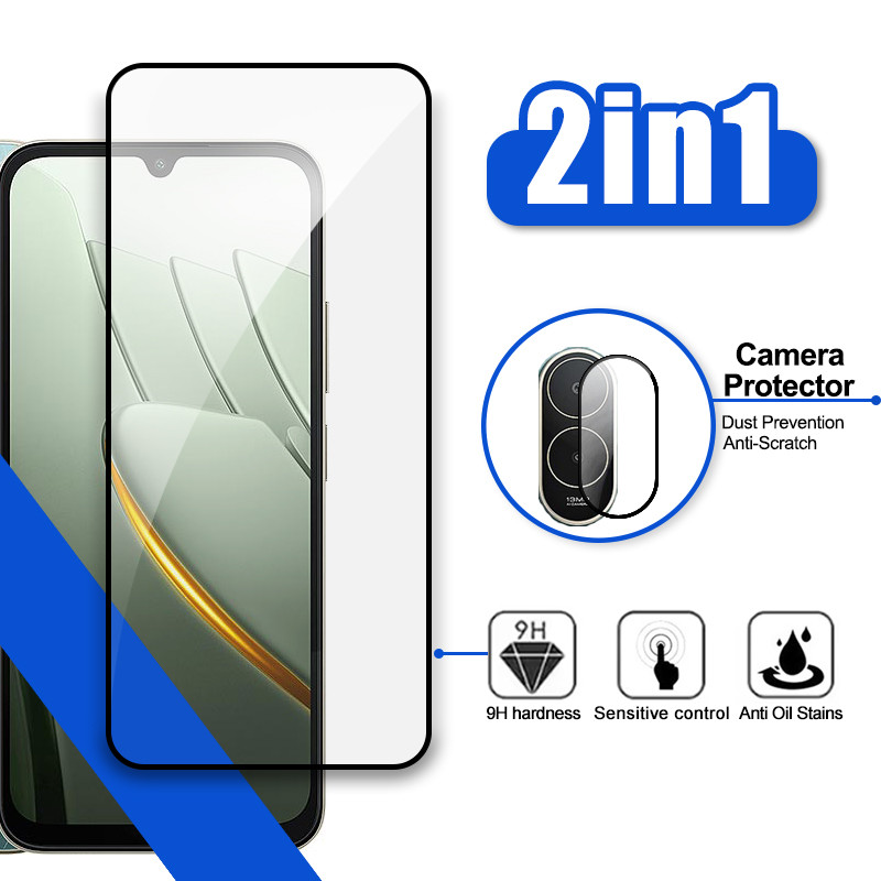 2 in 1 ฟิล์มกระจกนิรภัยสําหรับ POCO C81 Pro ป้องกันหน้าจอ Xiaomi POCO C81 Pro C81x C85 C85x C75 C71 C65 C61 5G 4G ป้องกันฟิล์มกระจกใส + ตัวป้องกันกล้อง