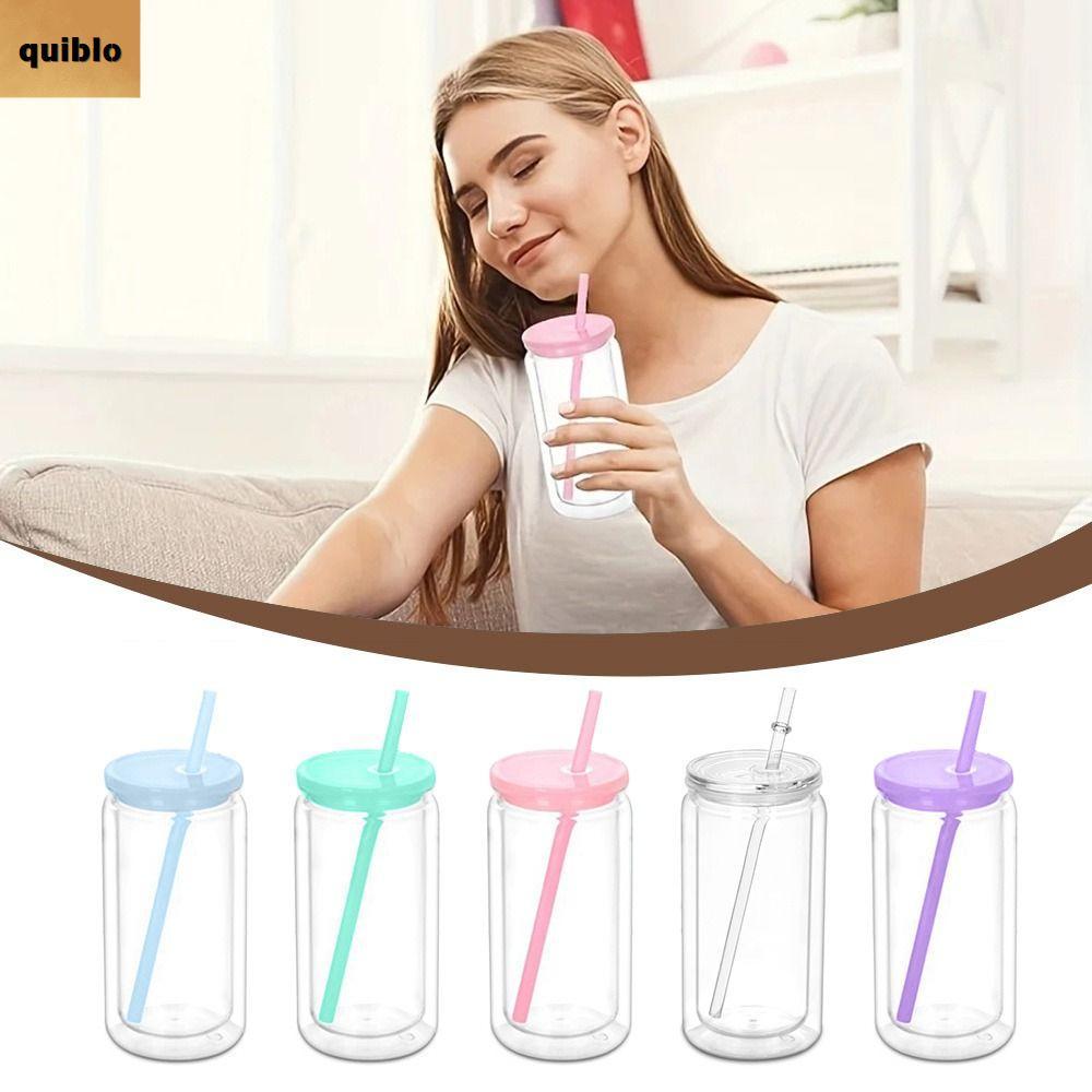 QUIBLO Mason Jar Cups, 16oz ความจุขวดน้ําสองชั้น,ของขวัญ Break-Resistant Reusable Snow Tumbler ของขวัญวันหยุด