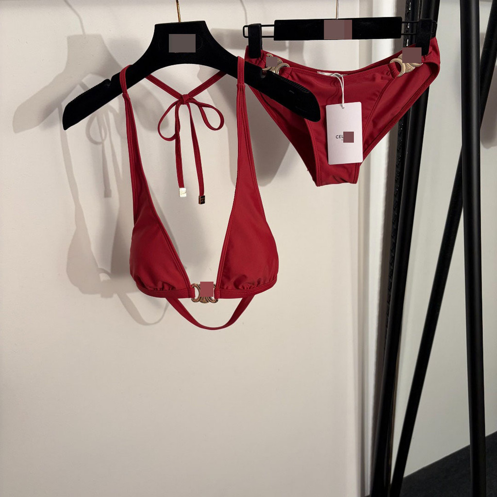 N9UJ Elegant bikini two-piece swimsuit set with metallic ties logo Briefs