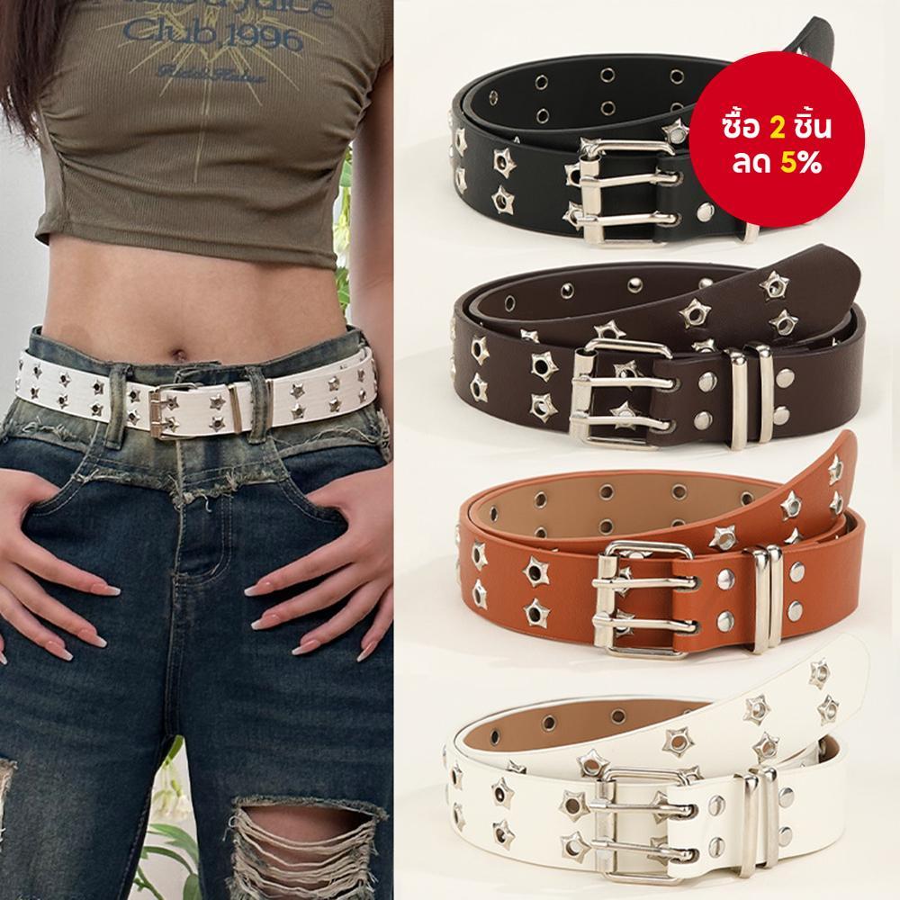 Y2K อินเทรนด์ Punk เข็มขัดสําหรับผู้หญิง Double Star ตาไก่ Goth/Streetwear สําหรับ Clubbing & Daily Edgy