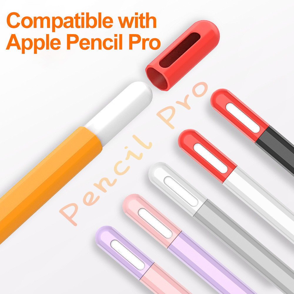 Apple Pencil Pro Sleeve เคสซิลิโคนกันกระแทก Stylus Grip Skin Cover พร้อม Nib Cap Soft Touch Anti Scratch Pen Holder สําหรับ iPad Pro Air