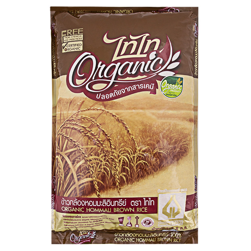 ไทไทข้าวกล้องหอมมะลิอินทรีย์ 5กก. Tai Tai Organic Brown Fragrant Rice 5kg. [หมายเลขบาร์โค้ด 8852116791936 ]