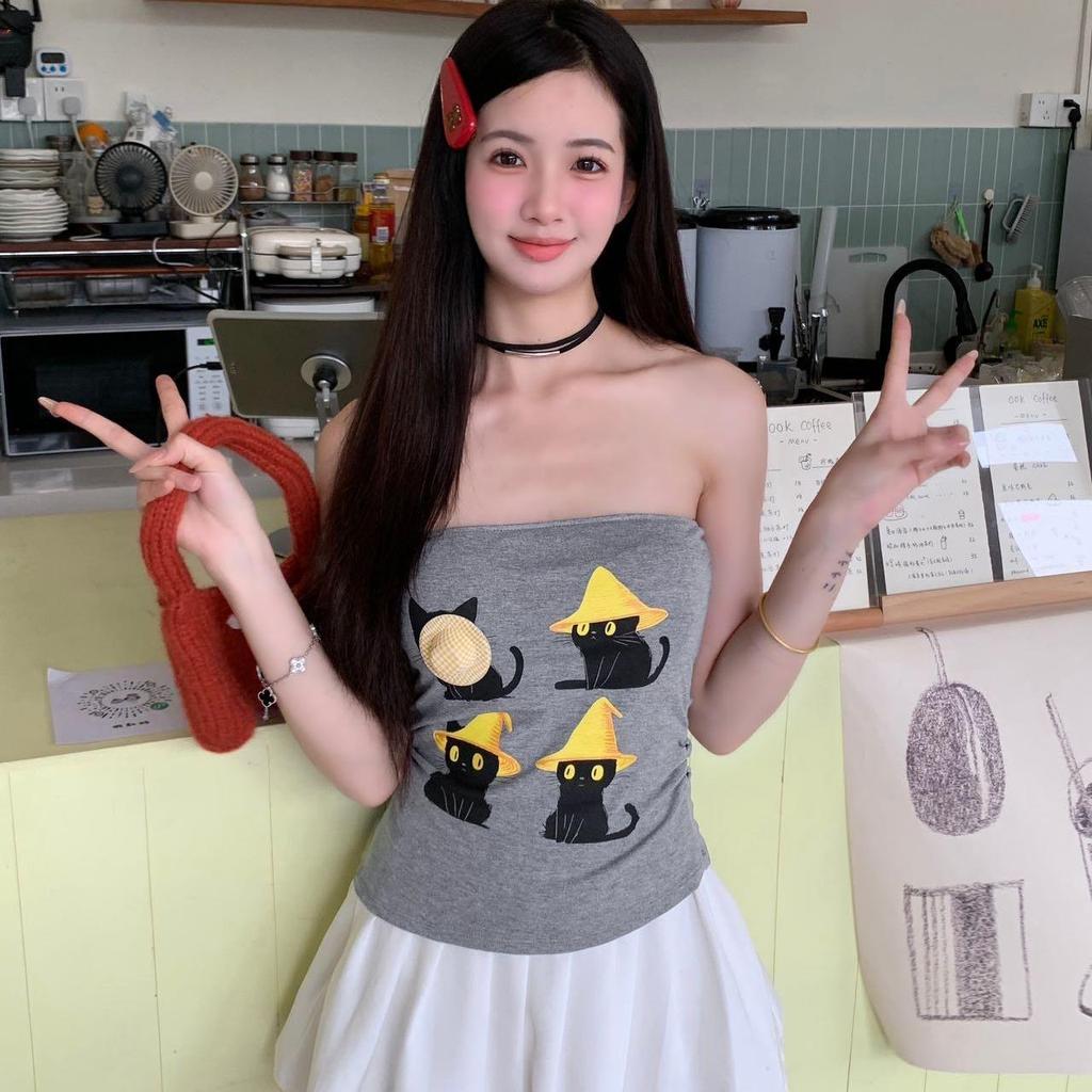 เสื้อกล้ามแฟชั่นแมว TZH33022 มีบราในตัว เซ็กซี่สุดๆ แมทช์ง่ายสำหรับสายชิค