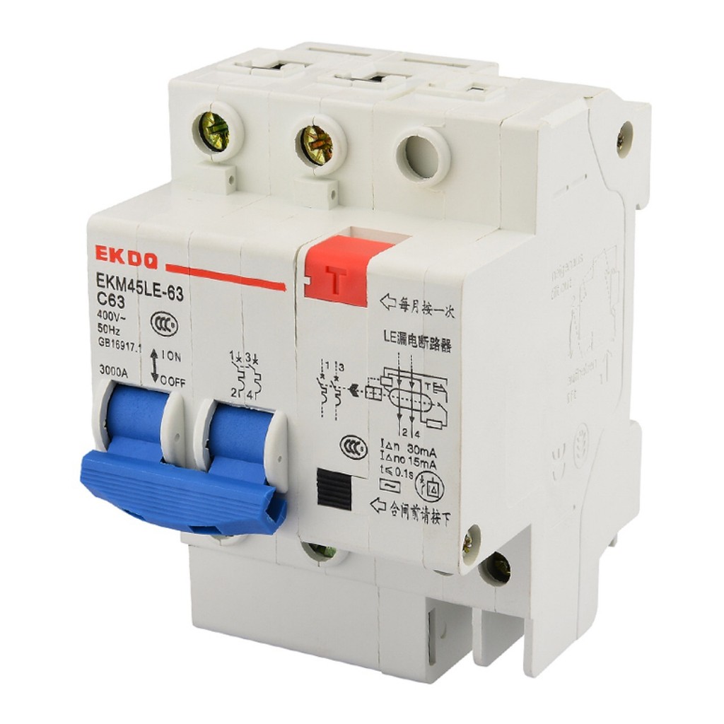 2P63A สวิตช์ป้องกันการรั่วไหล C63 Dual Pole C45 Master Power Switch Circuit Breaker 5PBA
