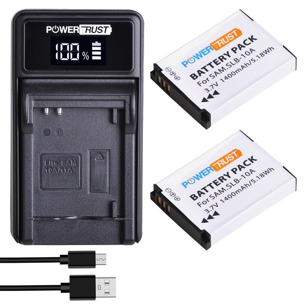 แบตเตอรี่และเครื่องชาร์จ SLB-10A สำหรับ Samsung EX2F HZ15W SL202 SL420 WB750 WB150F WB250F WB350F SL