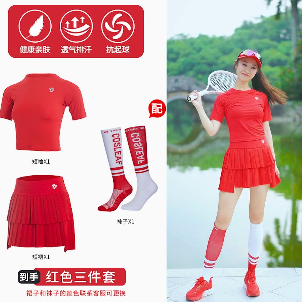 Cosleaf/cosleaf กีฬาชุดแขนสั้นผู้หญิงวิ่งเทนนิส Quick-Drying Top Breathable โยคะชุดออกกําลังกาย