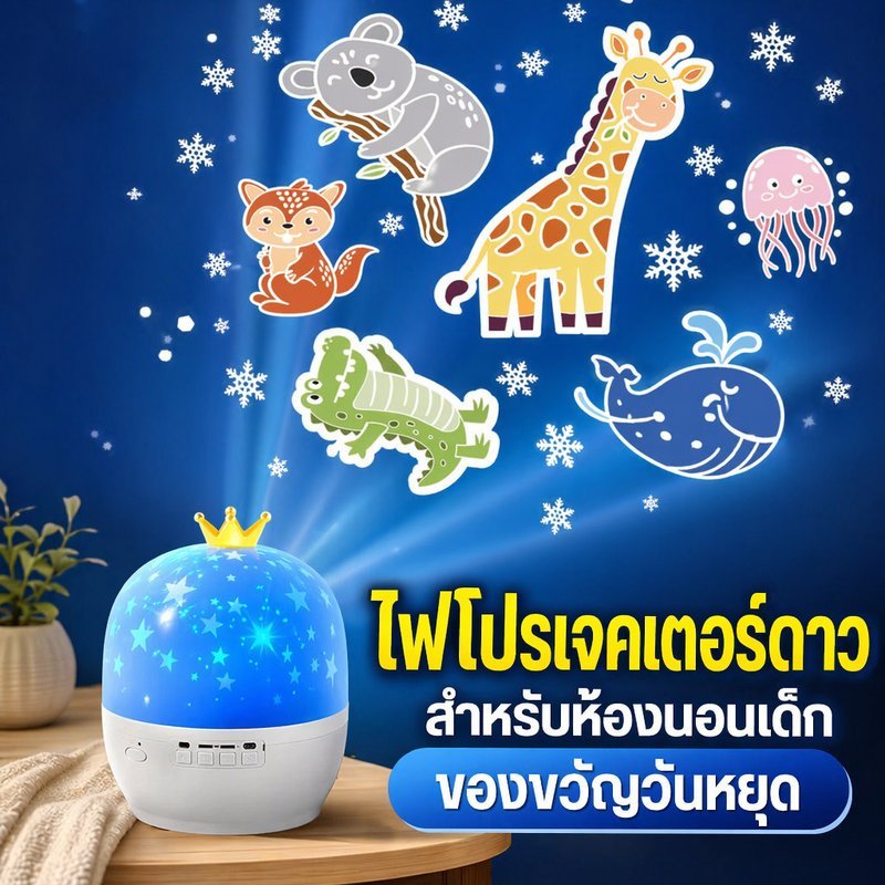 ไฟโปรเจคเตอร์ดาว กล่องดนตรี 8 โน้ต โคมดาว ห้องนอนเด็ก ไฟกลางคืน ของขวัญ โปรเจคเตอร์