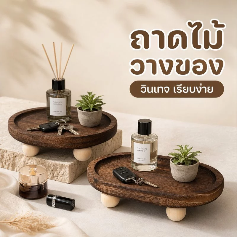 ถาดไม้ ถาดเครื่องประดับ ถาดน้ำหอม ถาดวางกุญแจ วินเทจ มินิมอล ตกแต่งบ้าน ห้องนอน โต๊ะเครื่องแป้ง